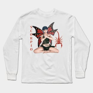 Scorpio fairy meditating with scorpion symbol Long Sleeve T-Shirt